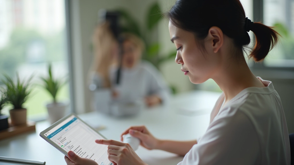 Person reviewing subscription list on tablet