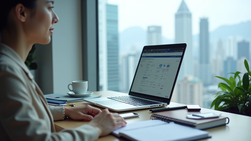 Person managing subscriptions and recurring payments on laptop at organized desk